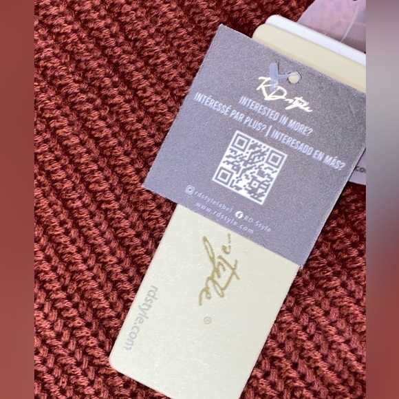 RD Style Josslyn NWT V Neck Chunky Cotton Blend  Pullover Sweater Size Large - Picture 5 of 8